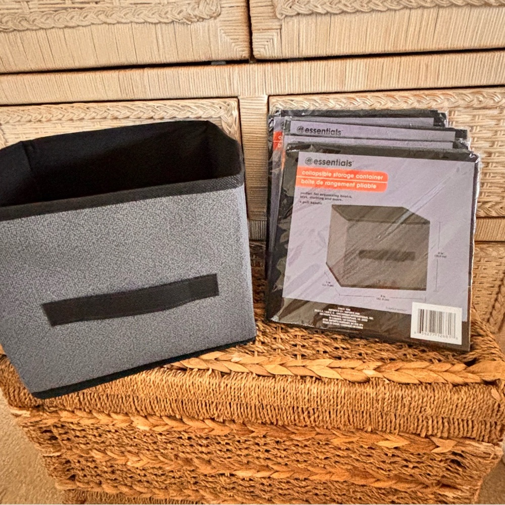 NEW. 4 Essentials Black and Gray Storage Bins